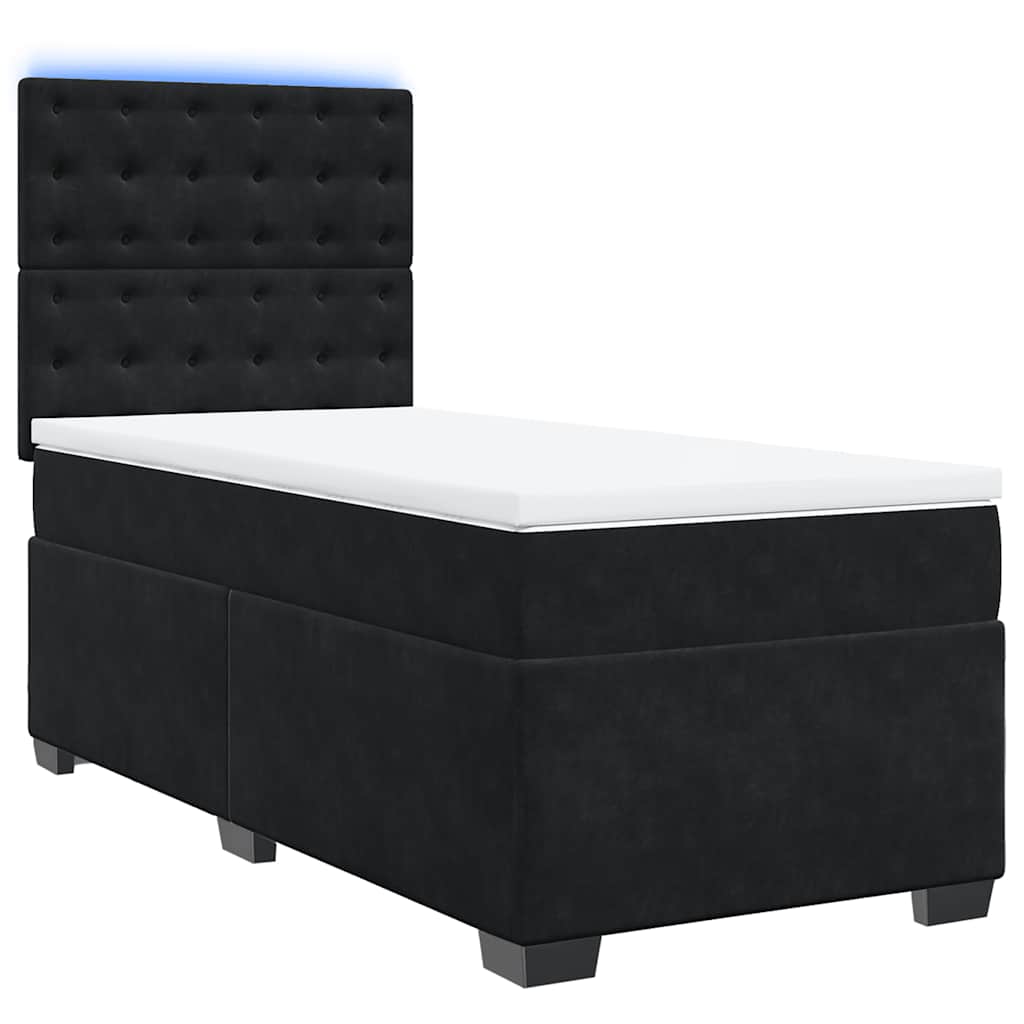 Giroletto a Molle con Materasso Nero 80x200 cm in Velluto