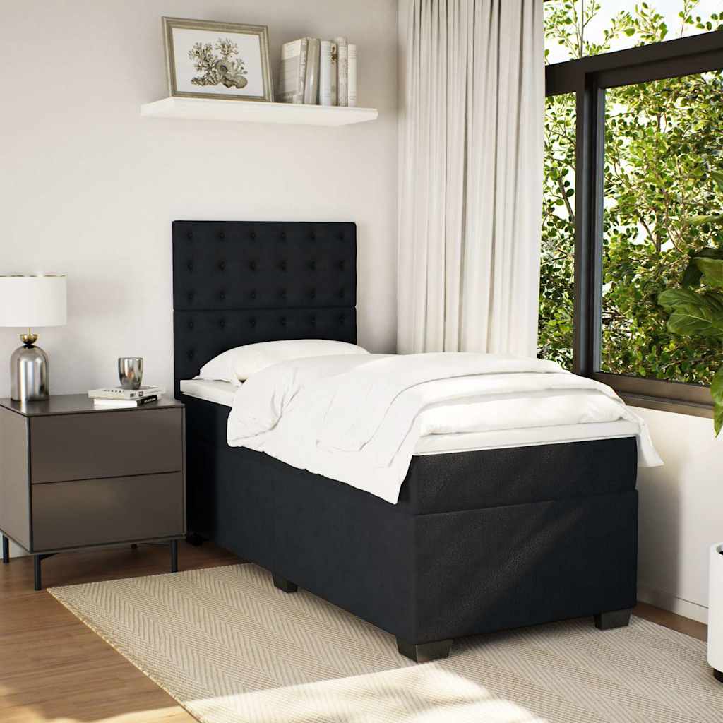 Giroletto a Molle con Materasso Nero 80x200 cm in Velluto