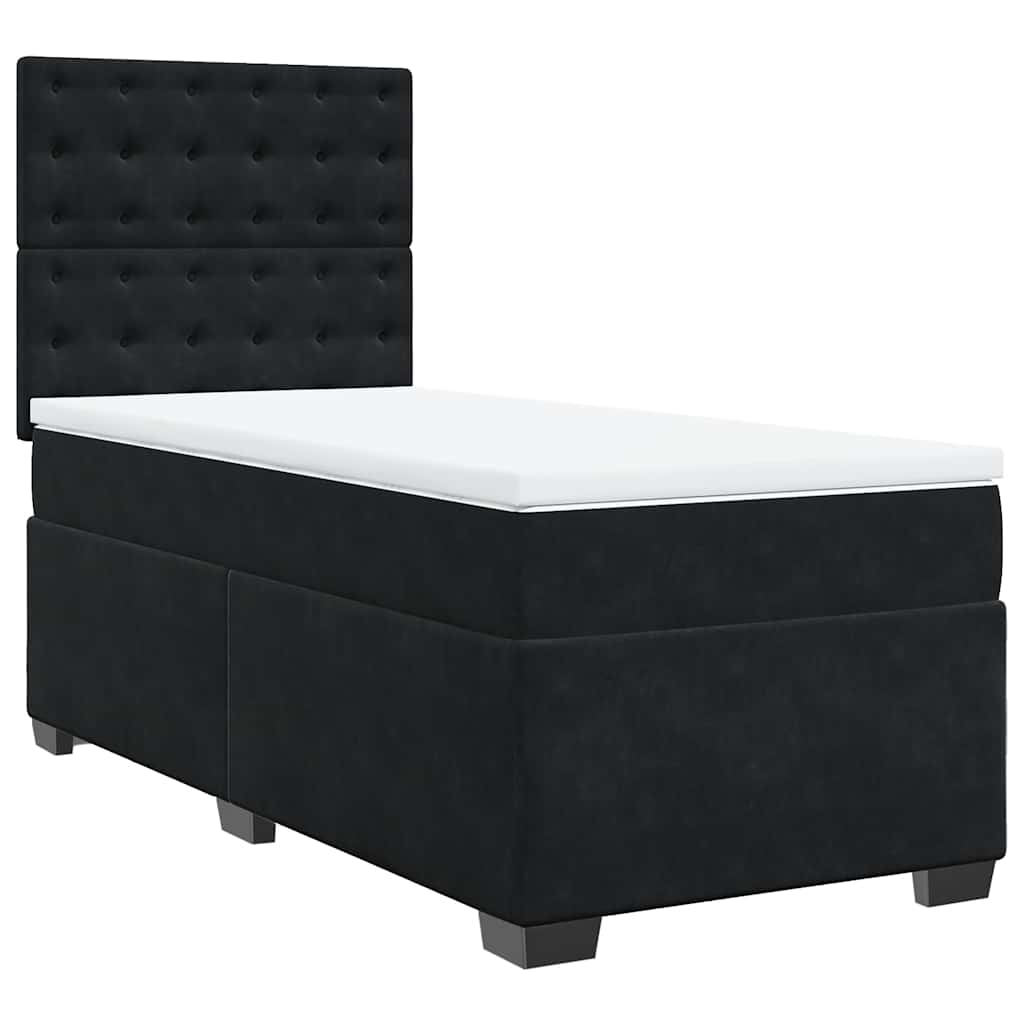Giroletto a Molle con Materasso Nero 80x200 cm in Velluto