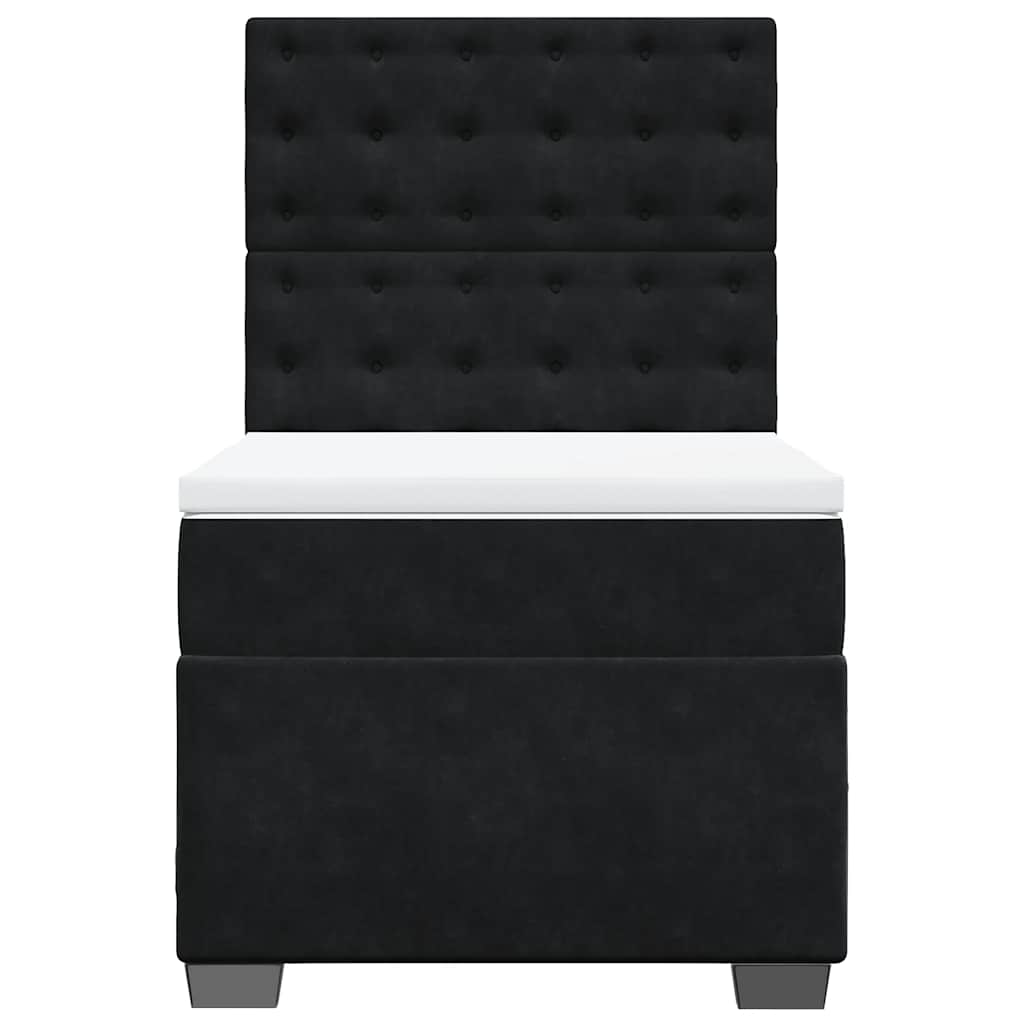 Giroletto a Molle con Materasso Nero 80x200 cm in Velluto