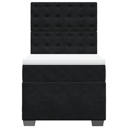 Giroletto a Molle con Materasso Nero 80x200 cm in Velluto