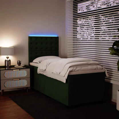 Giroletto a Molle con Materasso Verde Scuro 80x200 cm Velluto
