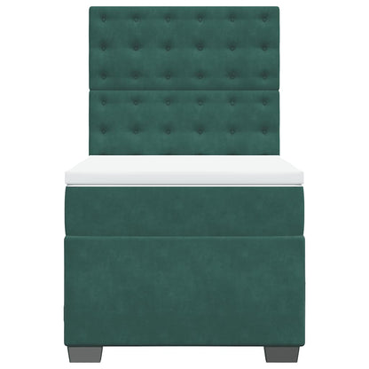 Giroletto a Molle con Materasso Verde Scuro 80x200 cm Velluto