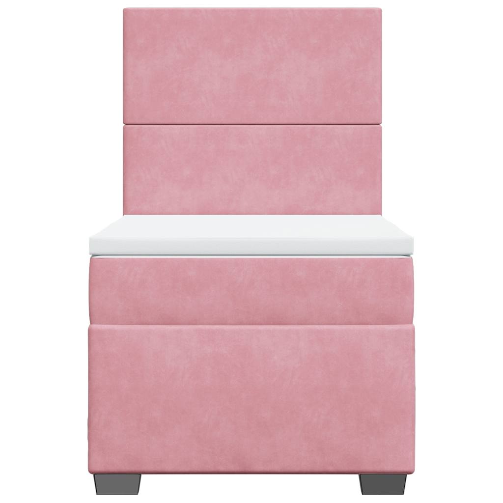 Giroletto a Molle con Materasso Rosa 90x190 cm in Velluto | homemem39