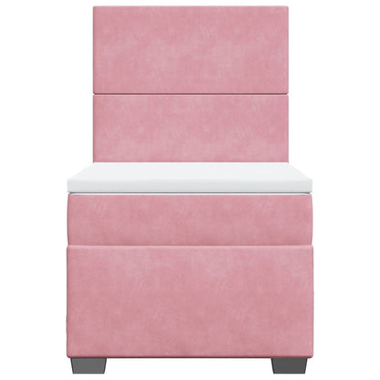 Giroletto a Molle con Materasso Rosa 90x190 cm in Velluto | homemem39