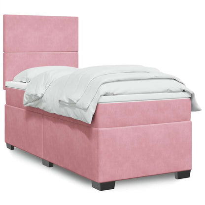 Giroletto a Molle con Materasso Rosa 90x190 cm in Velluto | homemem39