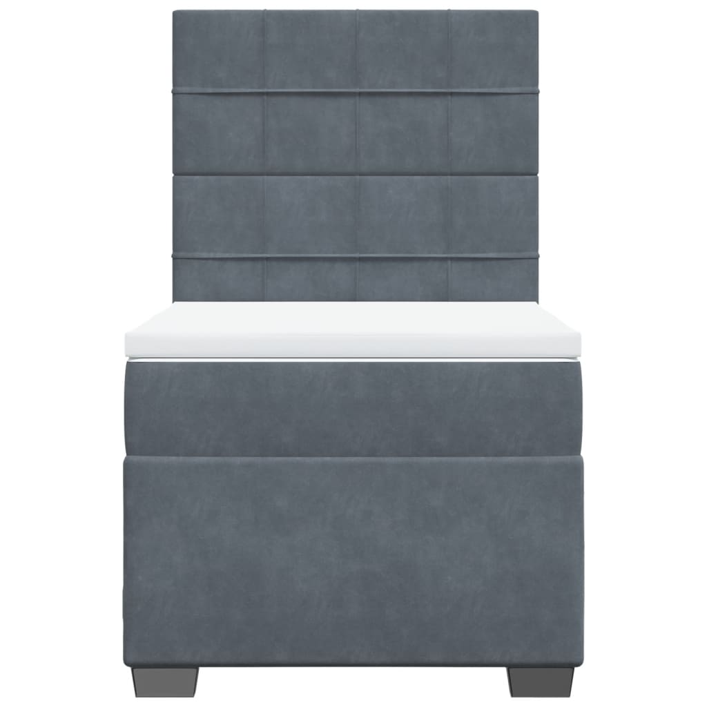 Giroletto a Molle con Materasso Grigio Scuro 90x190 cm Velluto