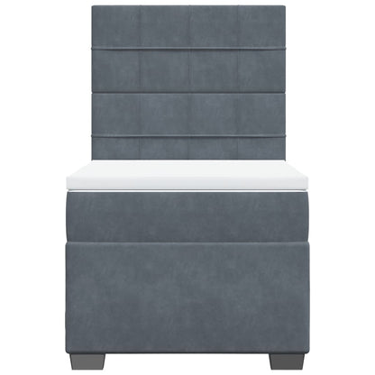 Giroletto a Molle con Materasso Grigio Scuro 90x190 cm Velluto
