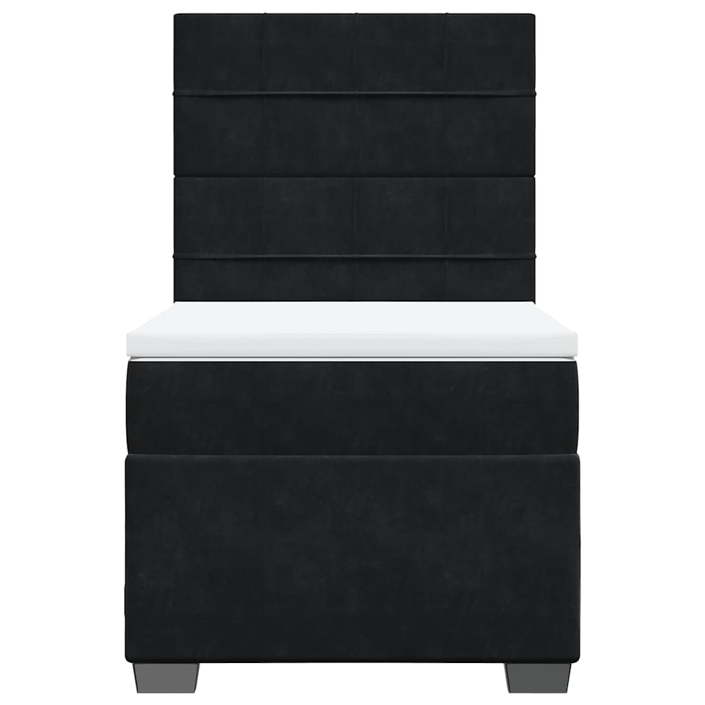 Giroletto a Molle con Materasso Nero 90x190 cm in Velluto