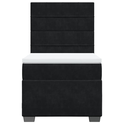 Giroletto a Molle con Materasso Nero 90x190 cm in Velluto