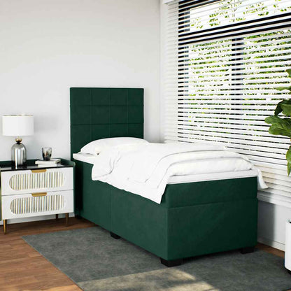 Giroletto a Molle con Materasso Verde Scuro 90x190 cm Velluto