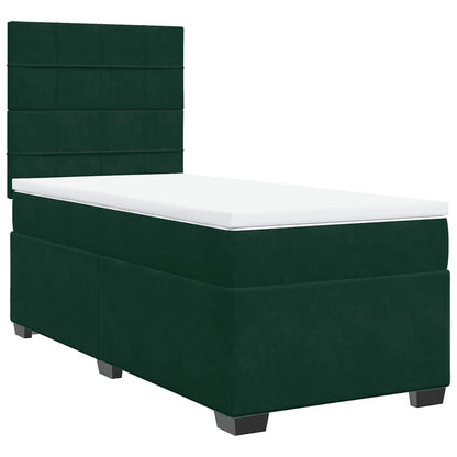 Giroletto a Molle con Materasso Verde Scuro 90x190 cm Velluto