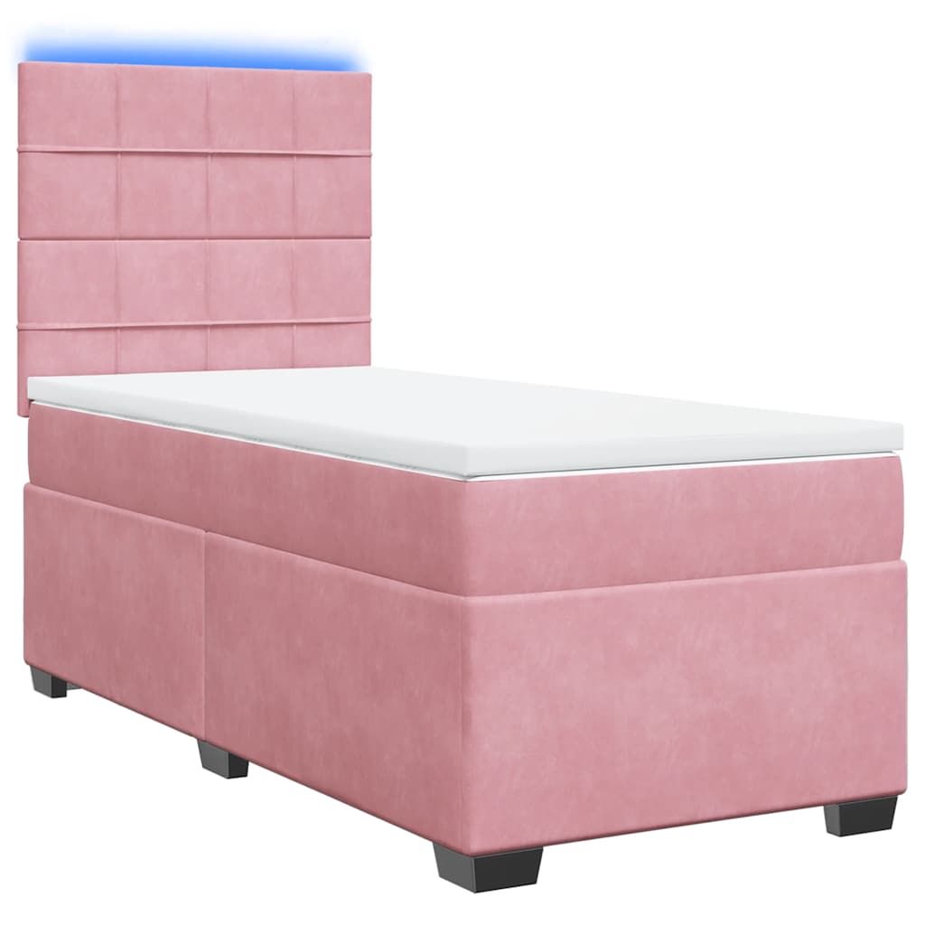 Giroletto a Molle con Materasso Rosa 90x190 cm in Velluto