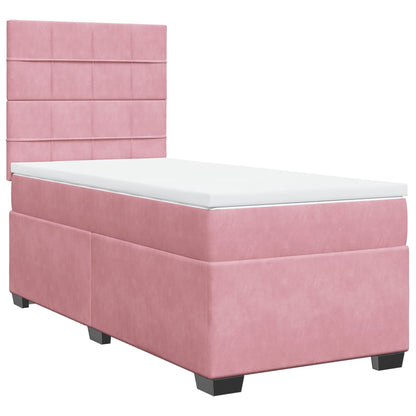 Giroletto a Molle con Materasso Rosa 90x190 cm in Velluto