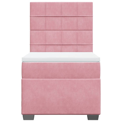 Giroletto a Molle con Materasso Rosa 90x190 cm in Velluto