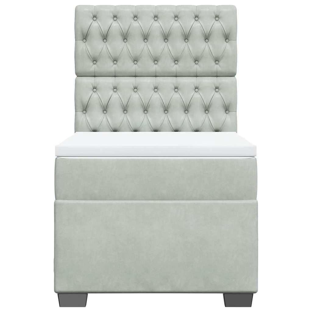 Giroletto a Molle con Materasso Grigio Chiaro 90x190 cm Velluto
