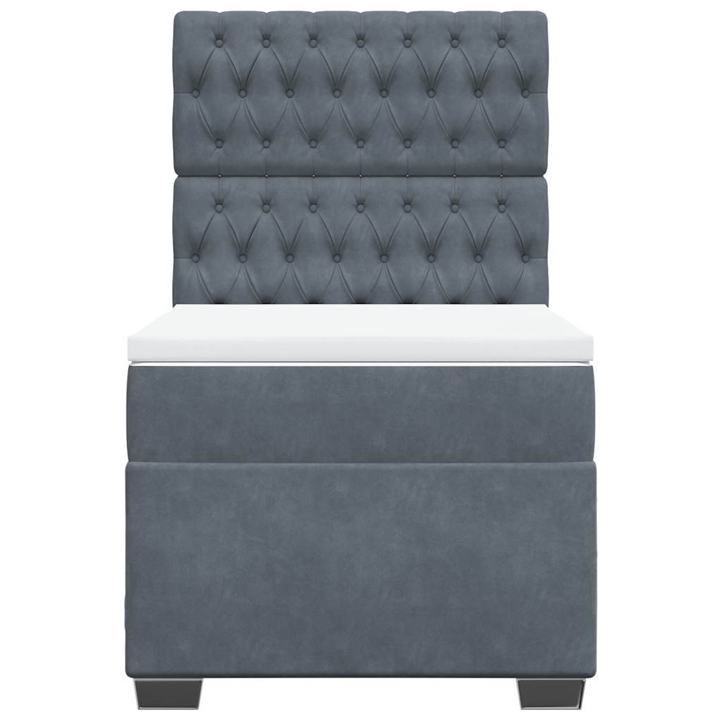 Giroletto a Molle con Materasso Grigio Scuro 90x190 cm Velluto