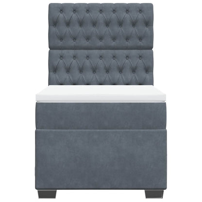 Giroletto a Molle con Materasso Grigio Scuro 90x190 cm Velluto