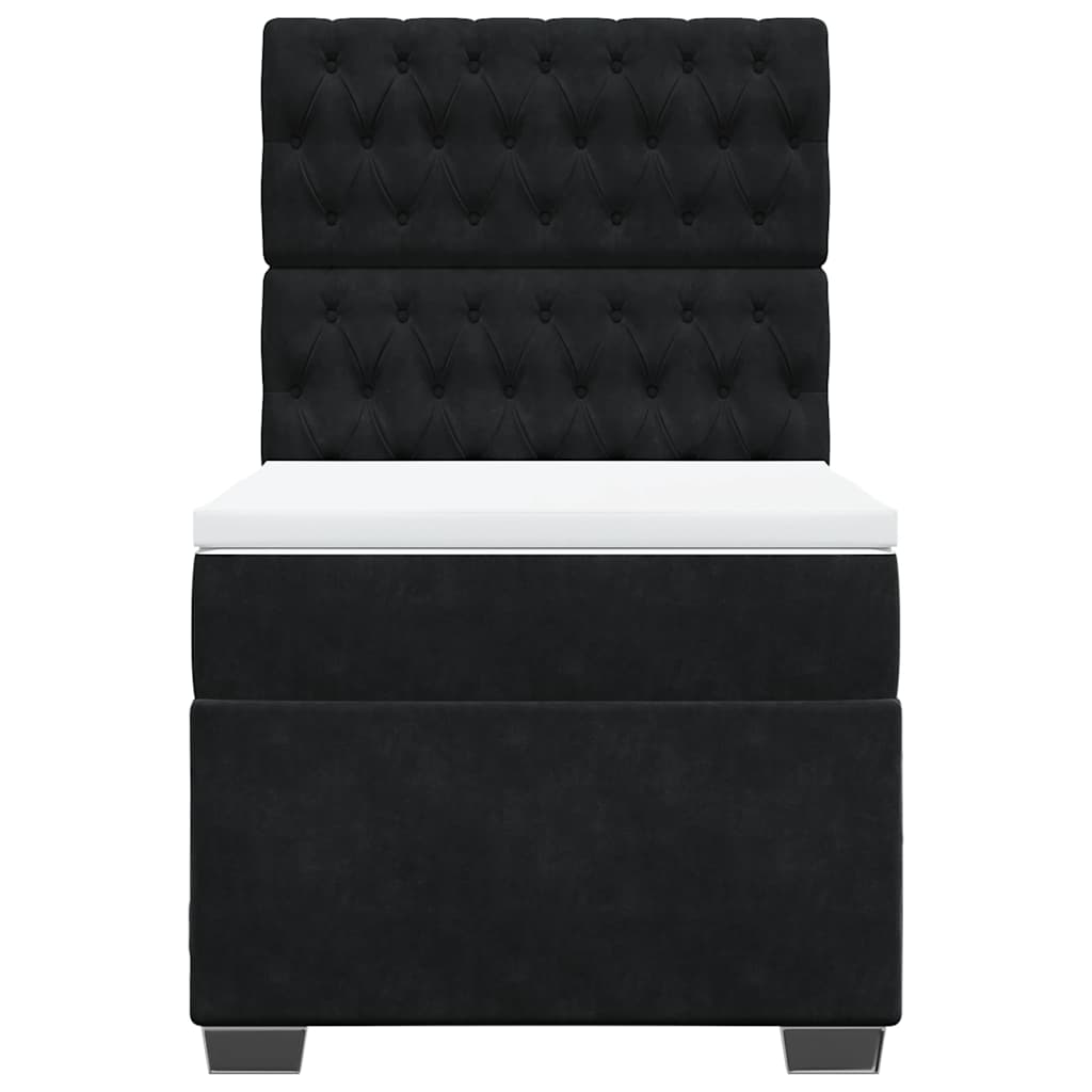 Giroletto a Molle con Materasso Nero 90x190 cm in Velluto - homemem39