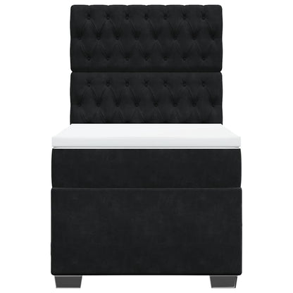 Giroletto a Molle con Materasso Nero 90x190 cm in Velluto