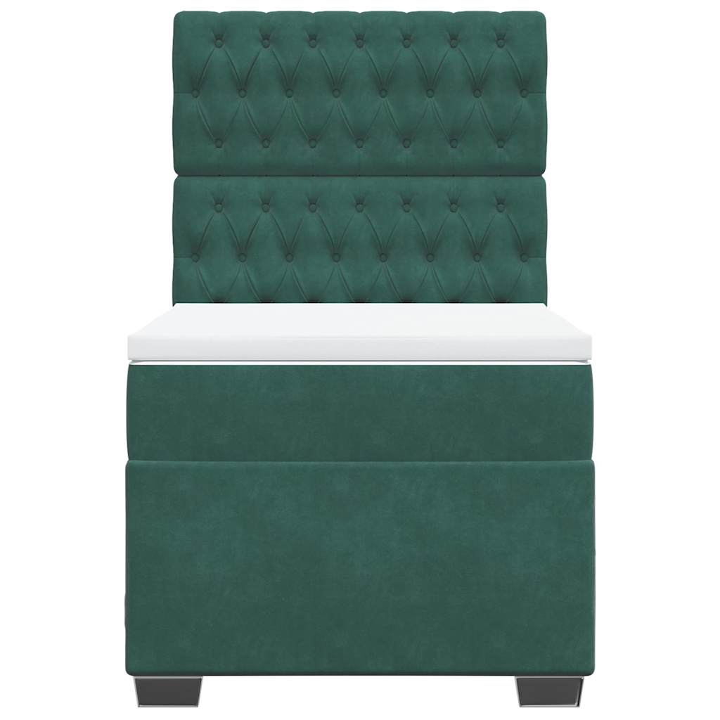 Giroletto a Molle con Materasso Verde Scuro 90x190 cm Velluto - homemem39