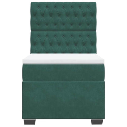 Giroletto a Molle con Materasso Verde Scuro 90x190 cm Velluto - homemem39