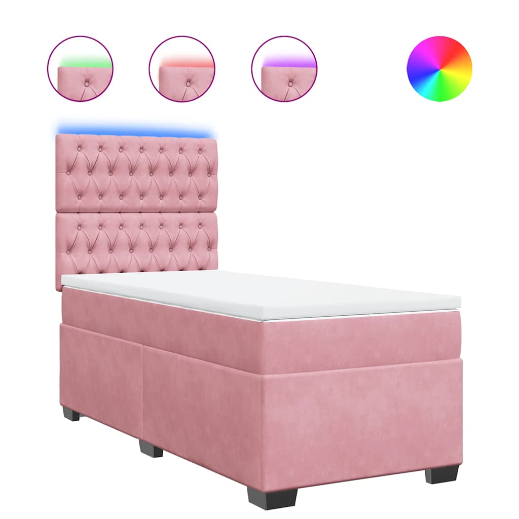 Giroletto a Molle con Materasso Rosa 90x190 cm in Velluto