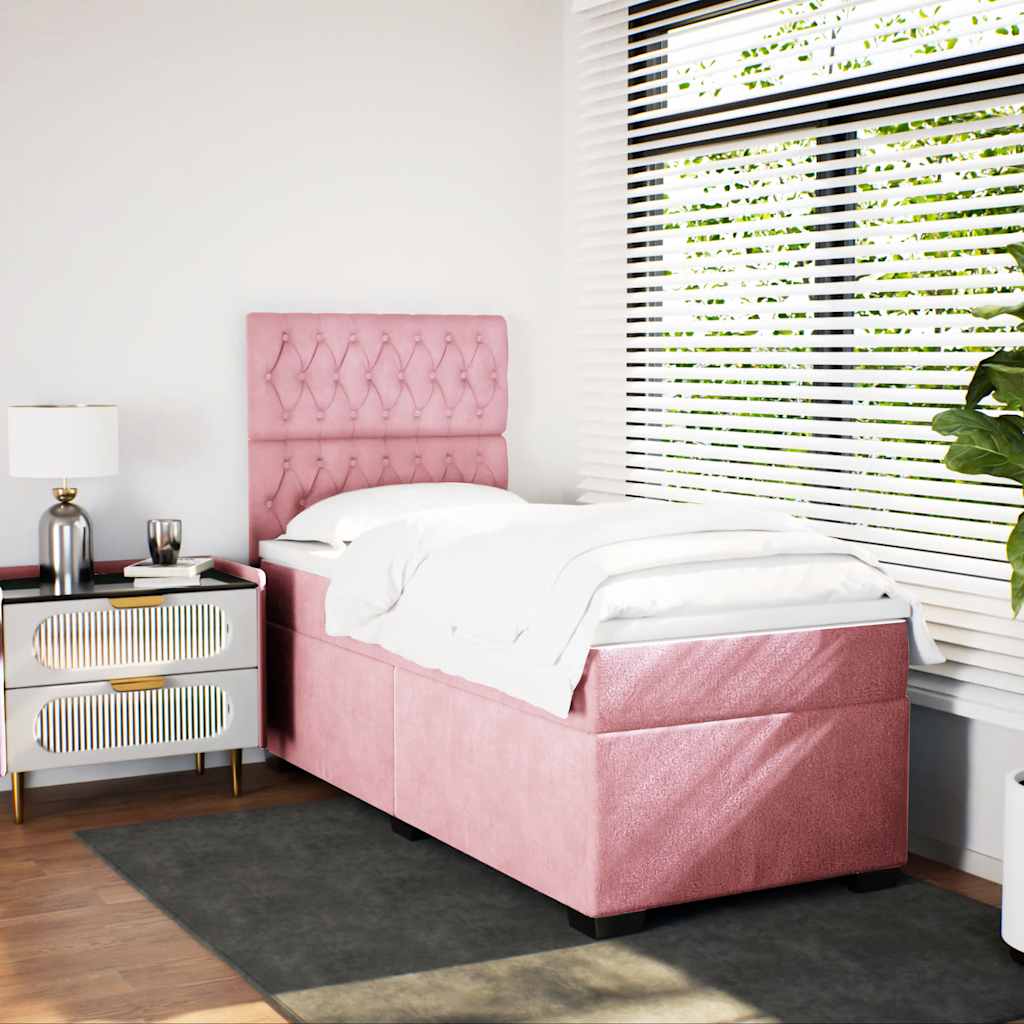 Giroletto a Molle con Materasso Rosa 90x190 cm in Velluto