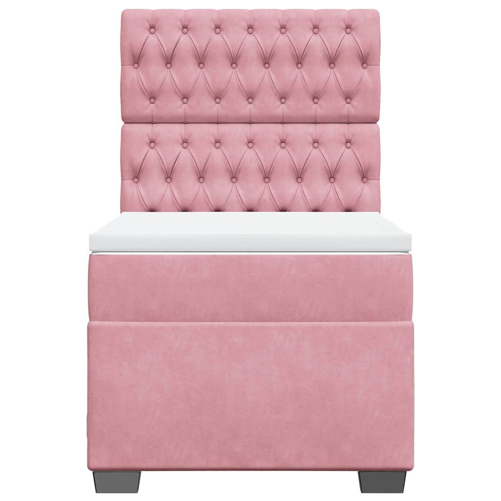 Giroletto a Molle con Materasso Rosa 90x190 cm in Velluto
