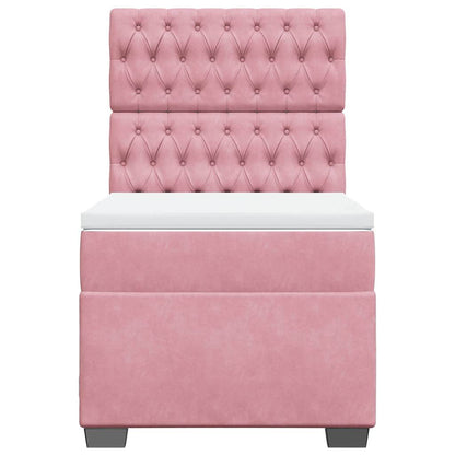 Giroletto a Molle con Materasso Rosa 90x190 cm in Velluto