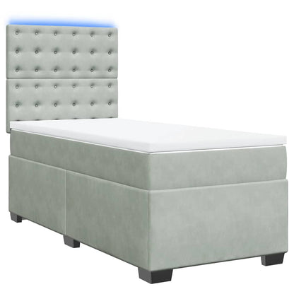 Giroletto a Molle con Materasso Grigio Chiaro 90x190 cm Velluto