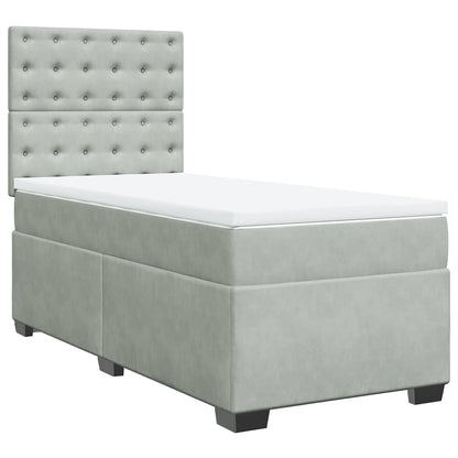 Giroletto a Molle con Materasso Grigio Chiaro 90x190 cm Velluto