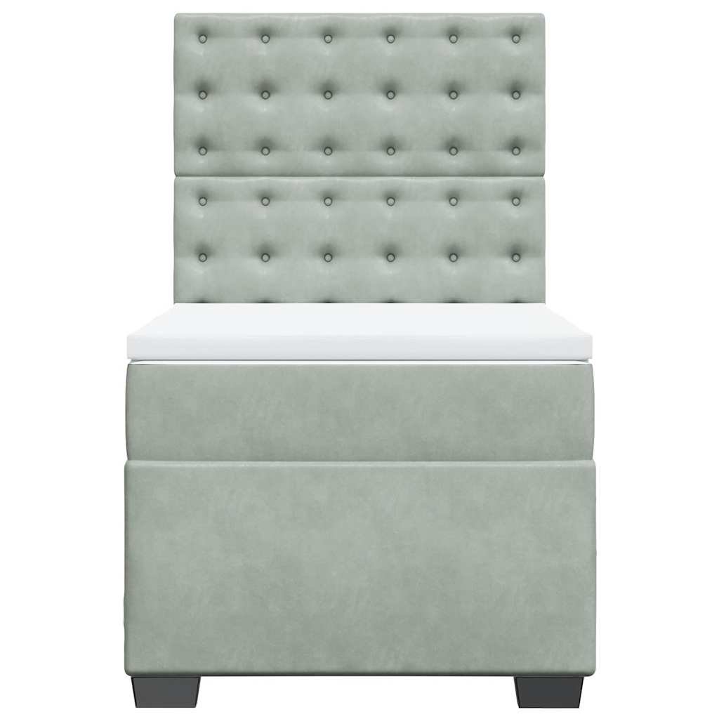 Giroletto a Molle con Materasso Grigio Chiaro 90x190 cm Velluto