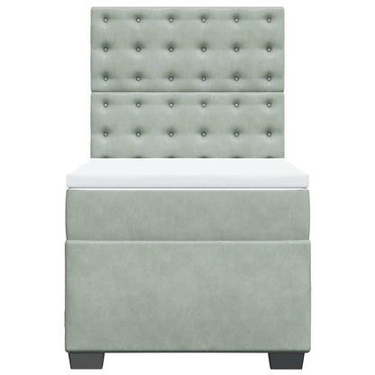 Giroletto a Molle con Materasso Grigio Chiaro 90x190 cm Velluto
