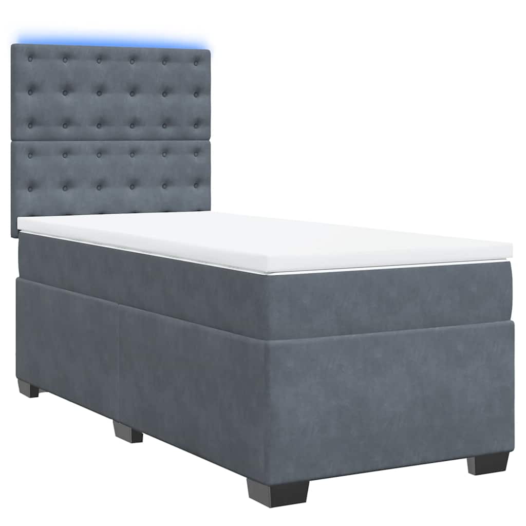 Giroletto a Molle con Materasso Grigio Scuro 90x190 cm Velluto