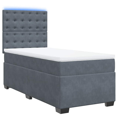Giroletto a Molle con Materasso Grigio Scuro 90x190 cm Velluto