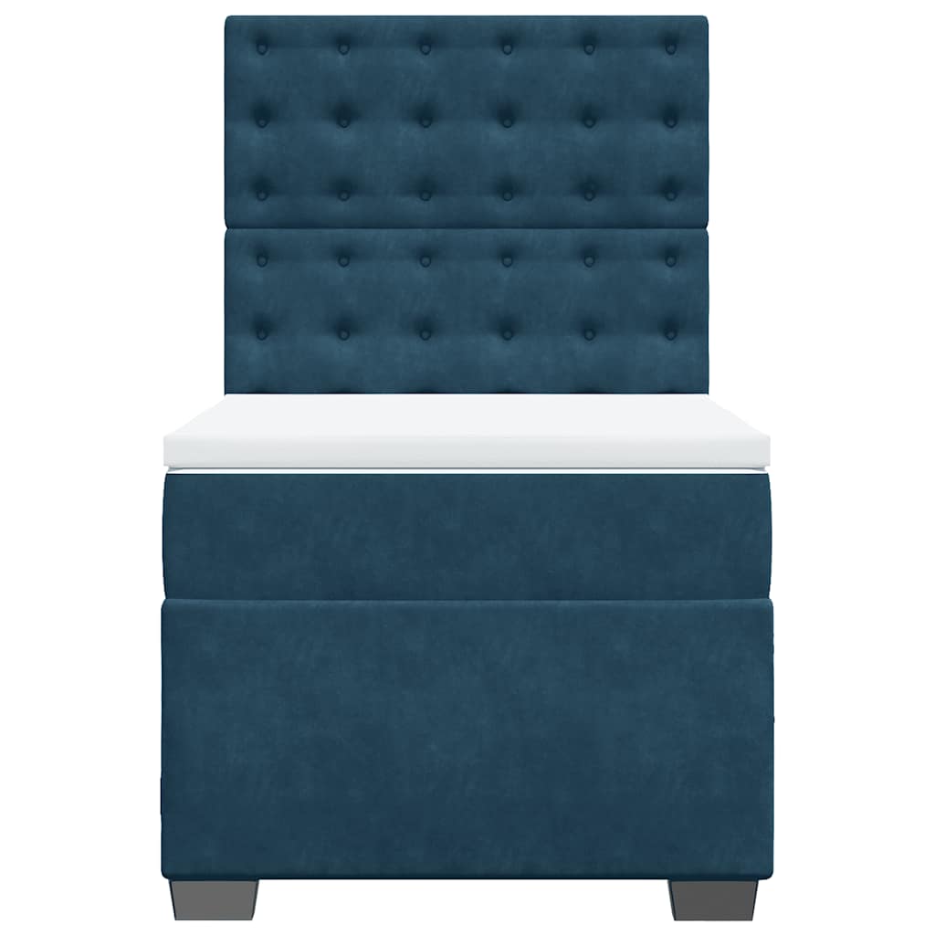 Giroletto a Molle con Materasso Blu 90x190 cm in Velluto
