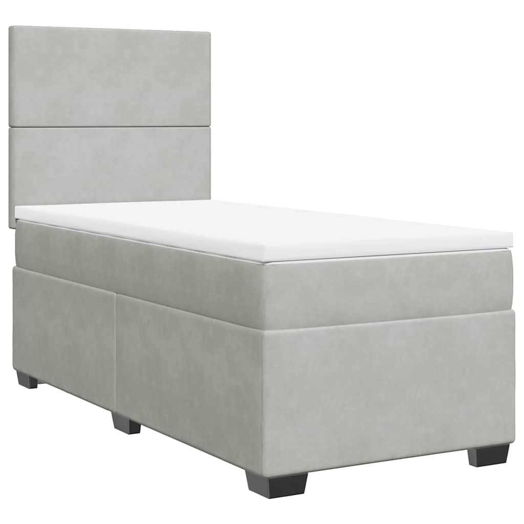 Giroletto a Molle con Materasso Grigio Chiaro 90x200 cm Velluto