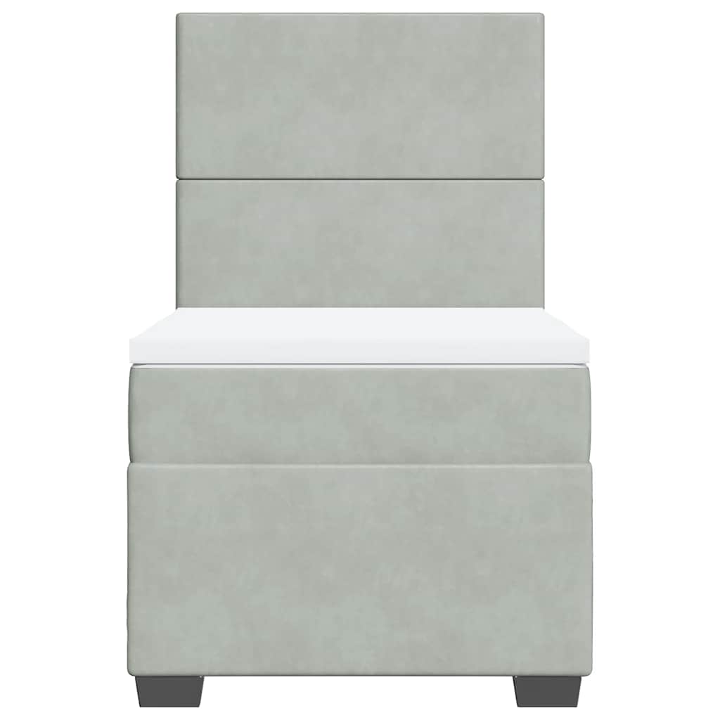 Giroletto a Molle con Materasso Grigio Chiaro 90x200 cm Velluto