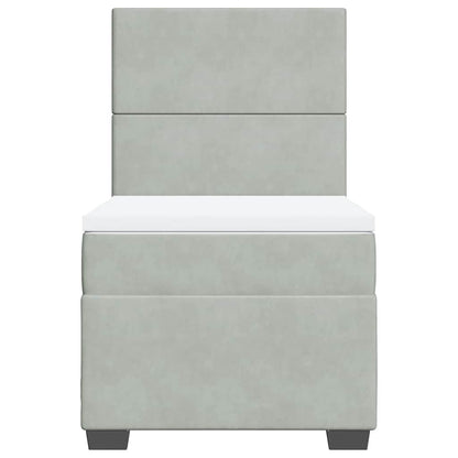 Giroletto a Molle con Materasso Grigio Chiaro 90x200 cm Velluto