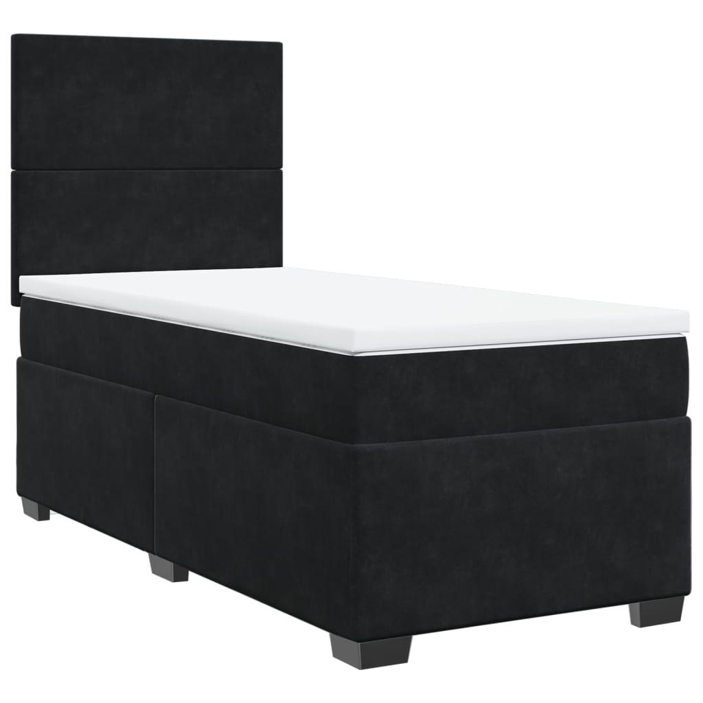 Giroletto a Molle con Materasso Nero 90x200 cm in Velluto