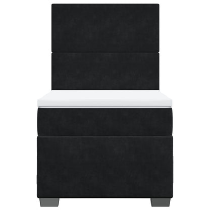 Giroletto a Molle con Materasso Nero 90x200 cm in Velluto - homemem39