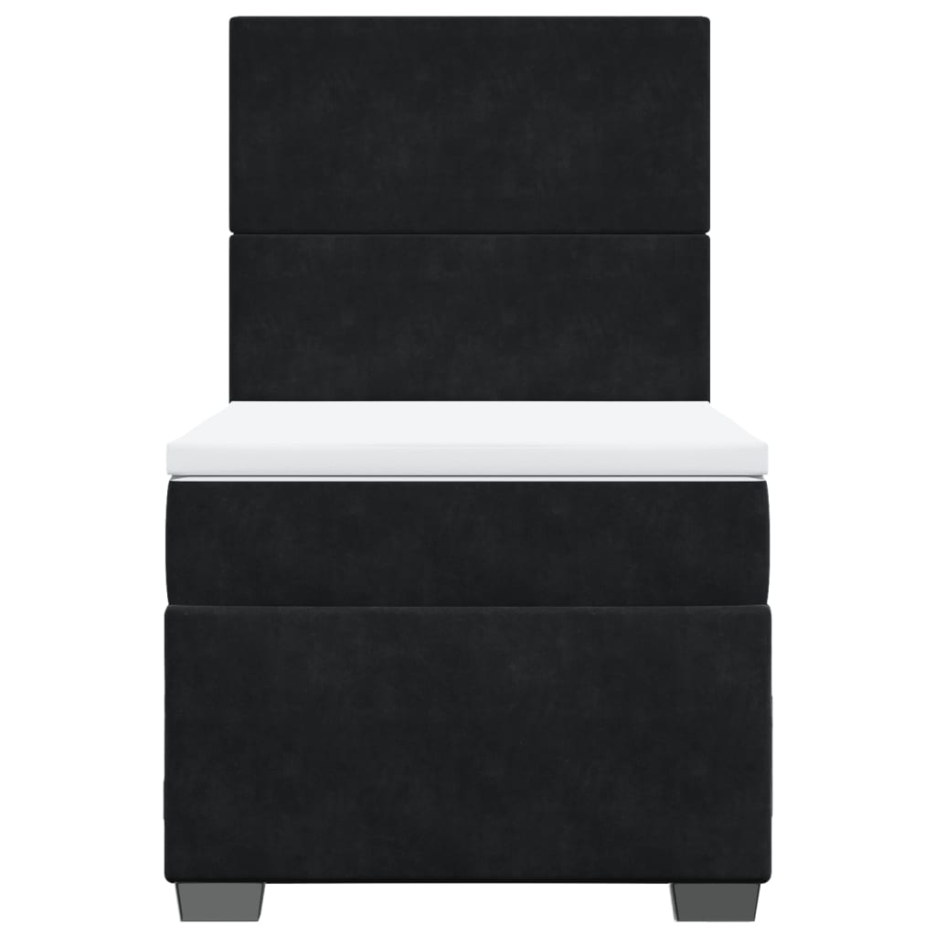 Giroletto a Molle con Materasso Nero 90x200 cm in Velluto