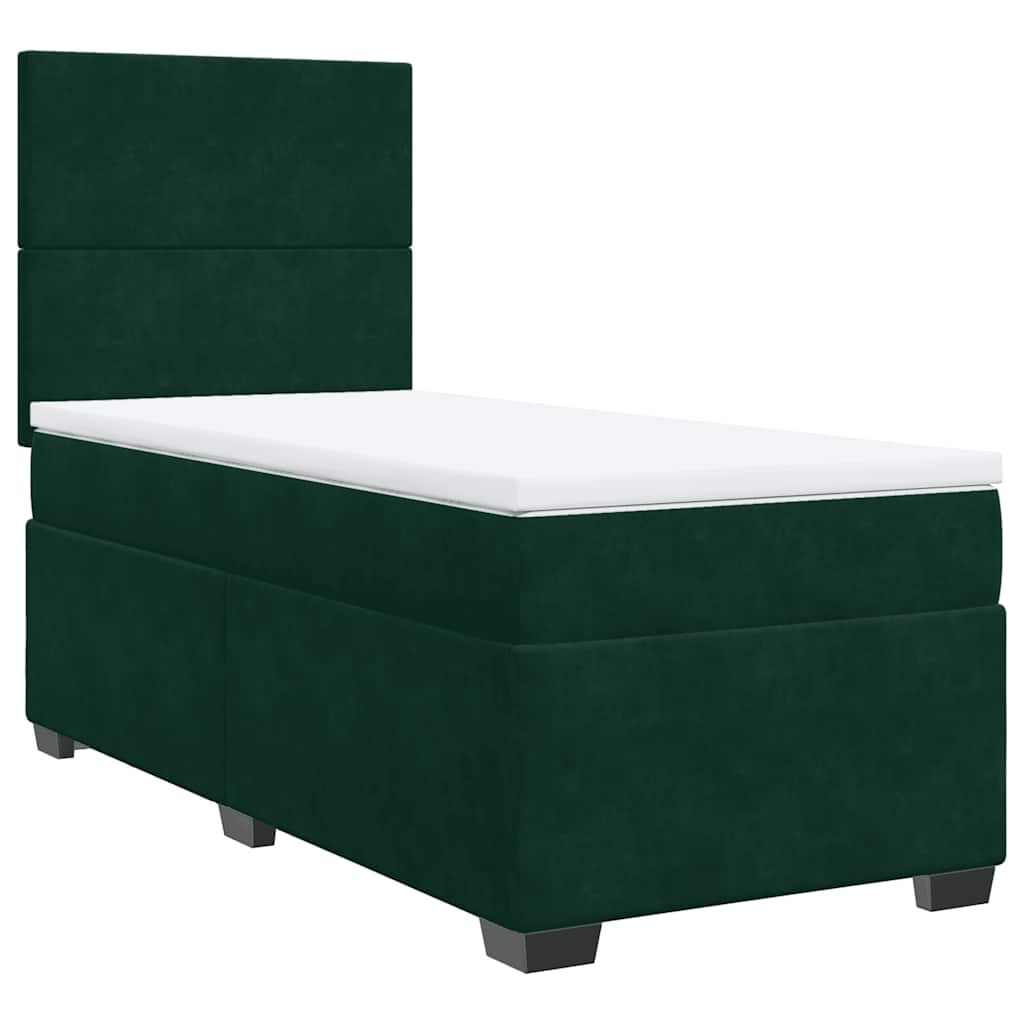 Giroletto a Molle con Materasso Verde Scuro 90x200 cm Velluto