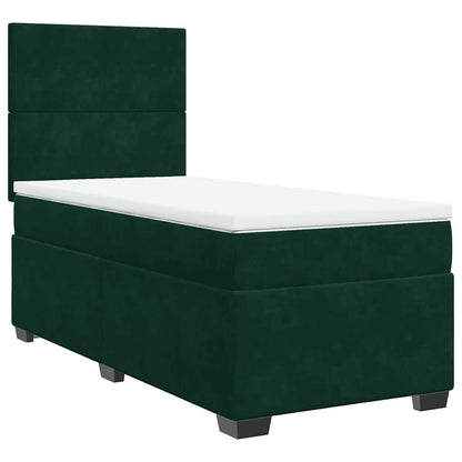 Giroletto a Molle con Materasso Verde Scuro 90x200 cm Velluto