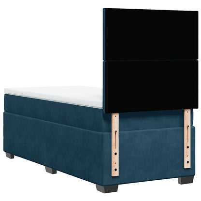 Giroletto a Molle con Materasso Blu 90x200 cm in Velluto
