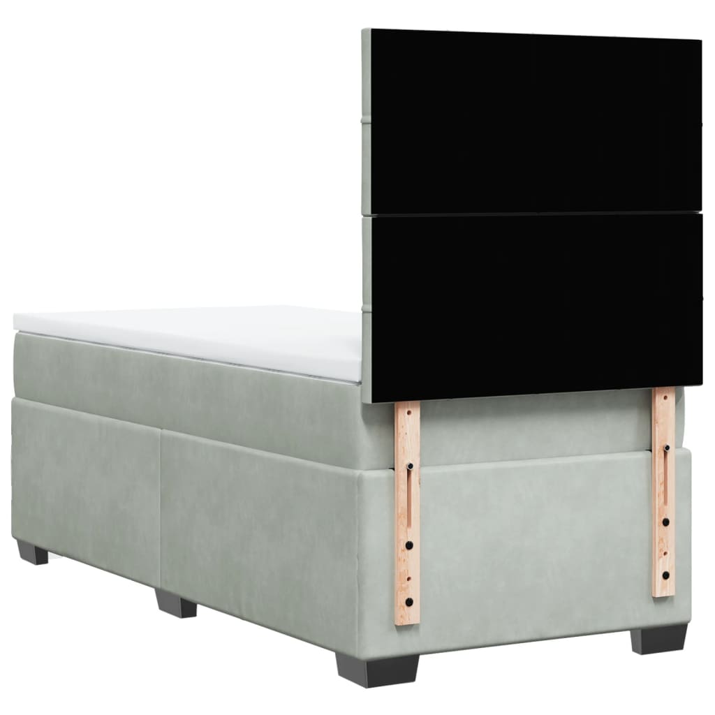 Giroletto a Molle con Materasso Grigio Chiaro 90x200 cm Velluto