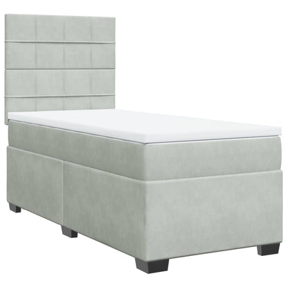Giroletto a Molle con Materasso Grigio Chiaro 90x200 cm Velluto