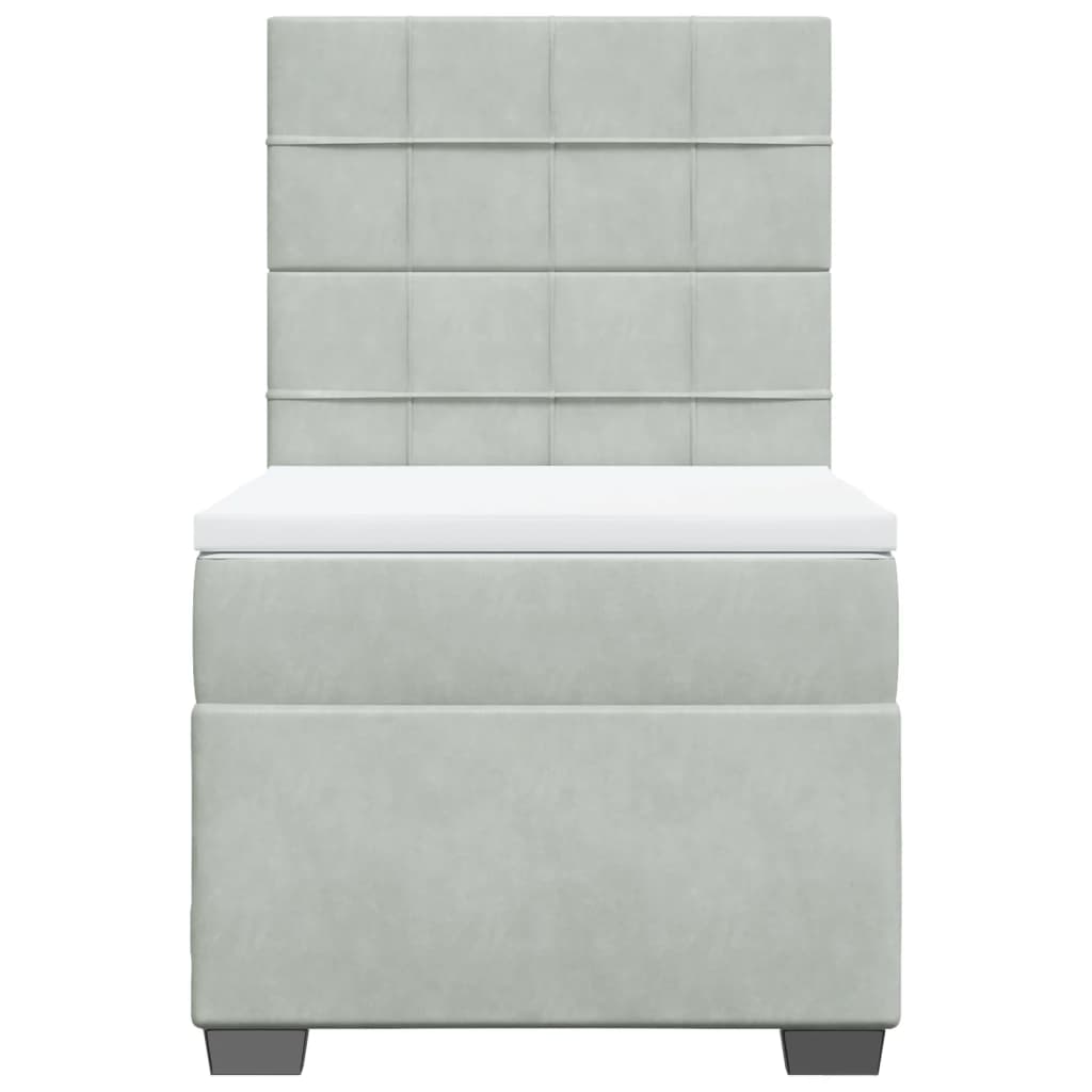 Giroletto a Molle con Materasso Grigio Chiaro 90x200 cm Velluto