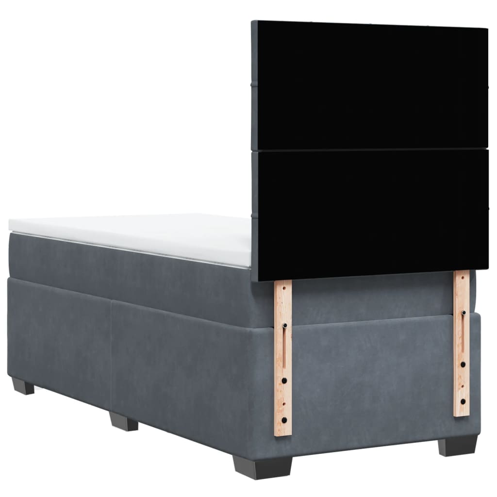 Giroletto a Molle con Materasso Grigio Scuro 90x200 cm Velluto
